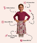 Girls' bamboo floral print skirt, offering modest style, soft comfort, and all-day wear.
