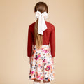 Girls' bamboo long-sleeve top with a henna bodice and floral print skirt, offering modest style, soft comfort, and all-day wear.