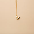Gold letter V pendant necklace with a polished finish, offering a timeless, personalized design for everyday wear and thoughtful gifting.