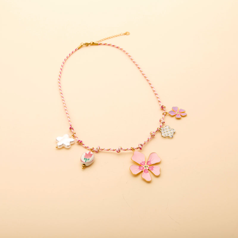 Pink Blossom Charm Necklace