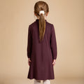 Girls' bamboo long-sleeve turtleneck dress in purple, offering modest style, soft comfort, and all-day wear.